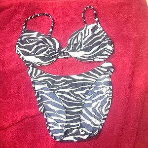 Victoria's Secret Zebra print bikini with matching wrap.